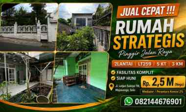rumah dijual solo mojosongo pinggir jalan shm 2 lantai