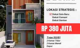 Rumah Dua Lantai Sukoharjo Duwet Baki