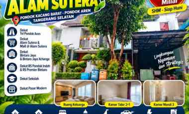 rumah murah dekat alam sutera lt 81m lb 100m shm