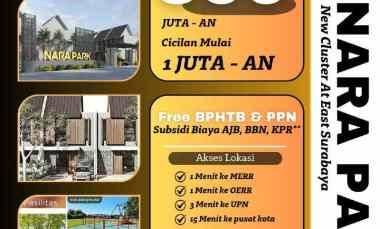 Rumah Nara Park 390 jutaan dekat Kampus Upn, Merr, Oerr