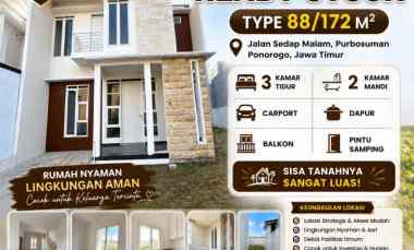 Rumah Ready Stock 2 lantai Syariah Ponorogo