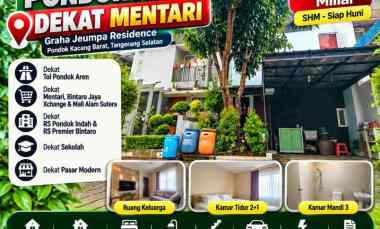 Rumah Strategis Pondok Aren dekat Mentari SHM LT 81m