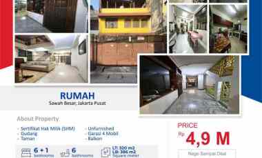 Rumah Unfurnished SHM Sawah Besar, Jakarta Pusat