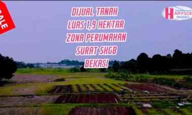Dijual Tanah 1,9 Hektar - Setu Kab.Bekasi