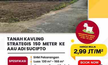 Tanah 2,99 jt/m hanya 150 meter dari Aau Adi Sucipto