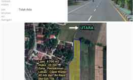 Lahan Pemukiman 6700m2 Muka 34mtr Ceper Klaten 400rb/m2