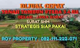 Dijual Tanah Tambun Utara 3.4 Ha Bekasi Strategis Area Perumahan Padat