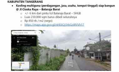 Tanah Multiguna di Cisoka Balaraja Tangerang