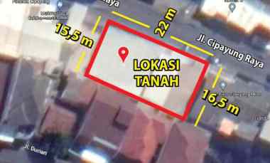 Tanah Murah 352 m2 Pinggir Jalan di Cipayung, Jak-Tim
