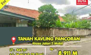 Dijual Tanah Kavling Pancoran Siap Dibangun Strategis Jalan 2 Mobil