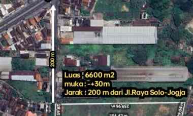 Tanah untuk Gudang 6600m2 Lokasi Ceper Klaten 1.5jt/m2